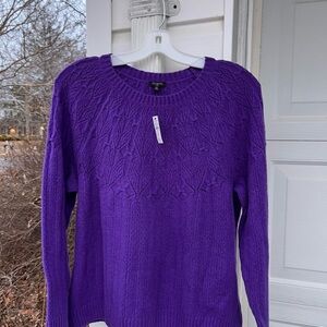 NWT Talbots Soft & Cozy Purple Multi Weave Fair Isle Long Sleeve Sweater